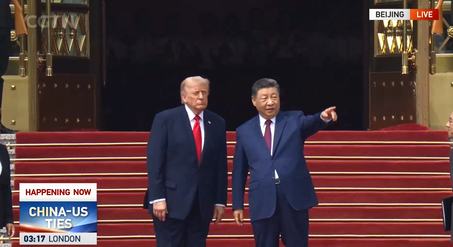 Chinese President Xi Jinping holds a welcome ceremony for US President Donald Trump, who is in China on a state visit, in Beijing, China, May 14, 2026. /CGTN